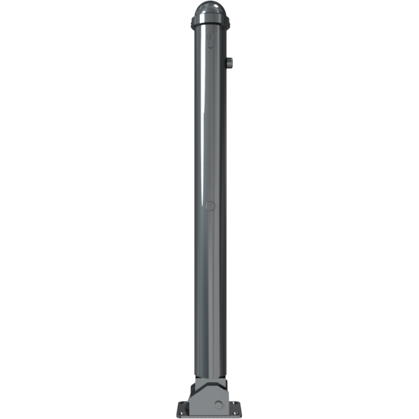 Ornamental bollard | Series 477B | � 76 mm | foldable, self-engaging lockto be fixed by plugs, with base plate 100 x 150 mm | with Euro profile cylinder lock and three keys | with 1 eyelet